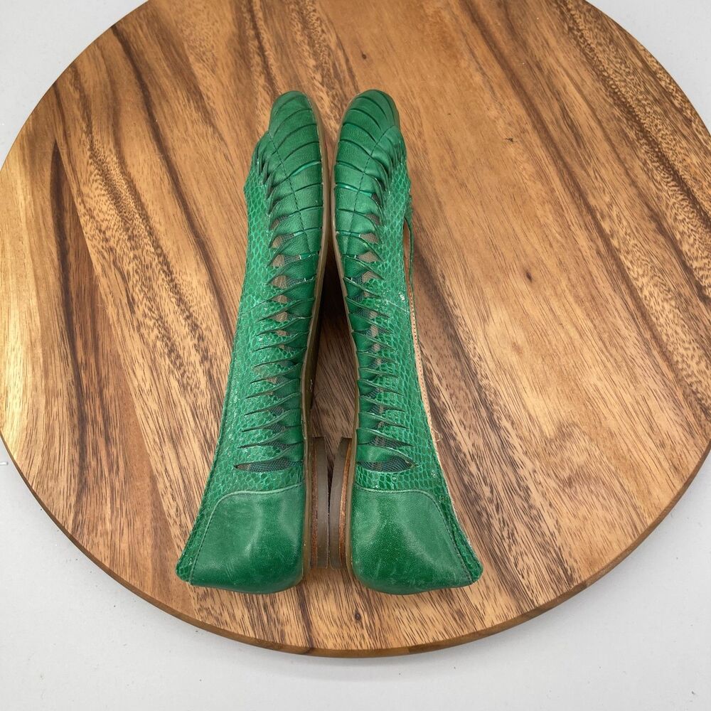 Miz Mooz Damen Twist Flats Womens Size 7.5 Green Leather Casual Slip On Shoes - Picture 6 of 9